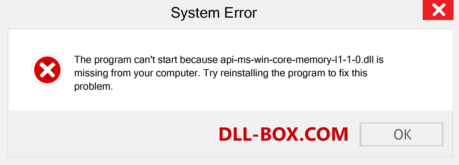  api-ms-win-core-memory-l1-1-0.dll file is missing?. Download for Windows 7, 8, 10 - Fix  api-ms-win-core-memory-l1-1-0 dll Missing Error on Windows, photos, images