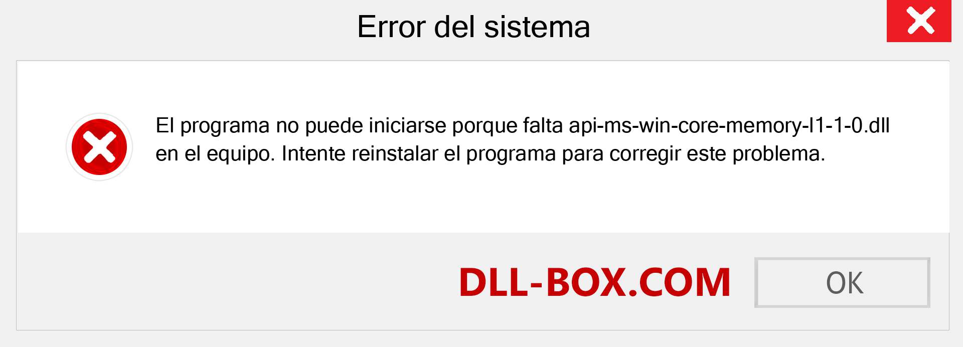 ¿Falta el archivo api-ms-win-core-memory-l1-1-0.dll ?. Descargar para Windows 7, 8, 10 - Corregir api-ms-win-core-memory-l1-1-0 dll Missing Error en Windows, fotos, imágenes