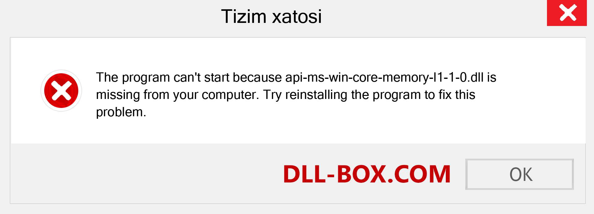 api-ms-win-core-memory-l1-1-0.dll fayli yo'qolganmi?. Windows 7, 8, 10 uchun yuklab olish - Windowsda api-ms-win-core-memory-l1-1-0 dll etishmayotgan xatoni tuzating, rasmlar, rasmlar